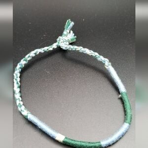 Light green and sky blue braided bracelet minimalist jewelry. B606